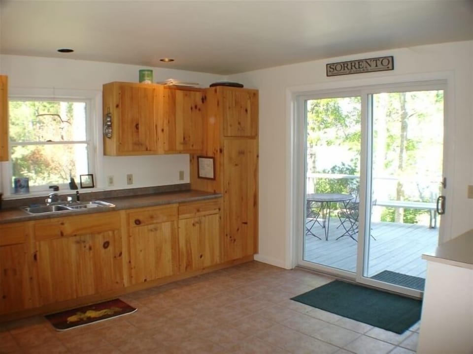 Kitchen with View of Deck