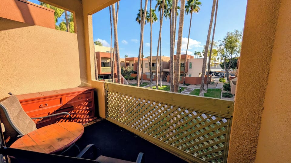 Sunny, south facing balcony.