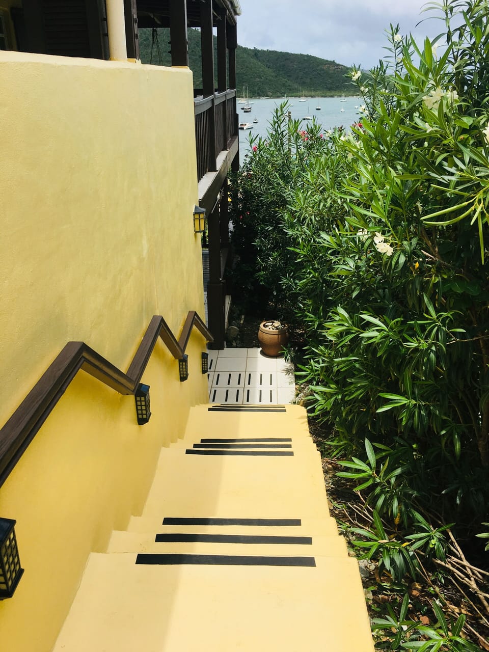 Daytime View Down Your Private Staircase with Handrails & Non-Slip Strips