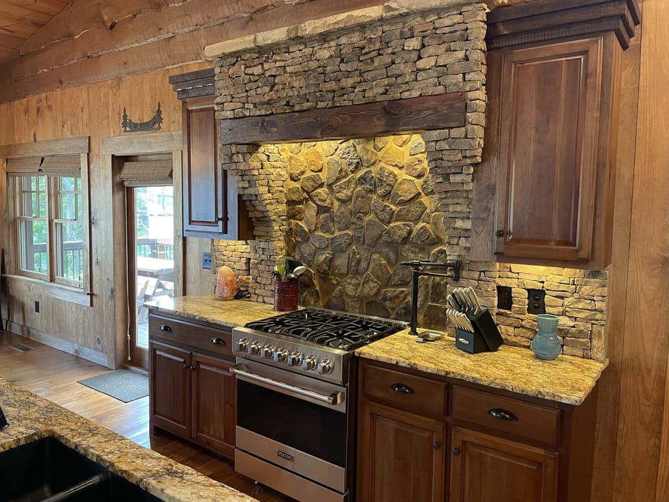 Professional Viking Range in kitchen. 