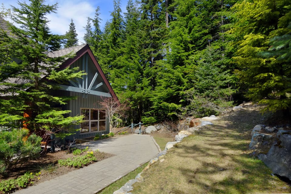 Private end unit with ski-in right to the front door (seen in summer)