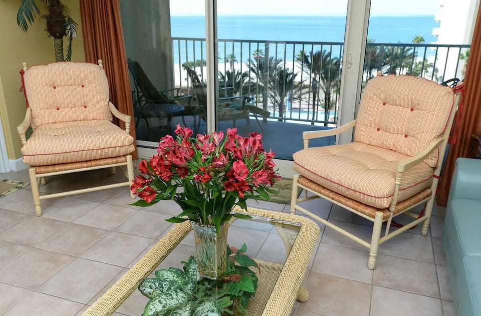 LOOKING OUT OVER BALCONY 
