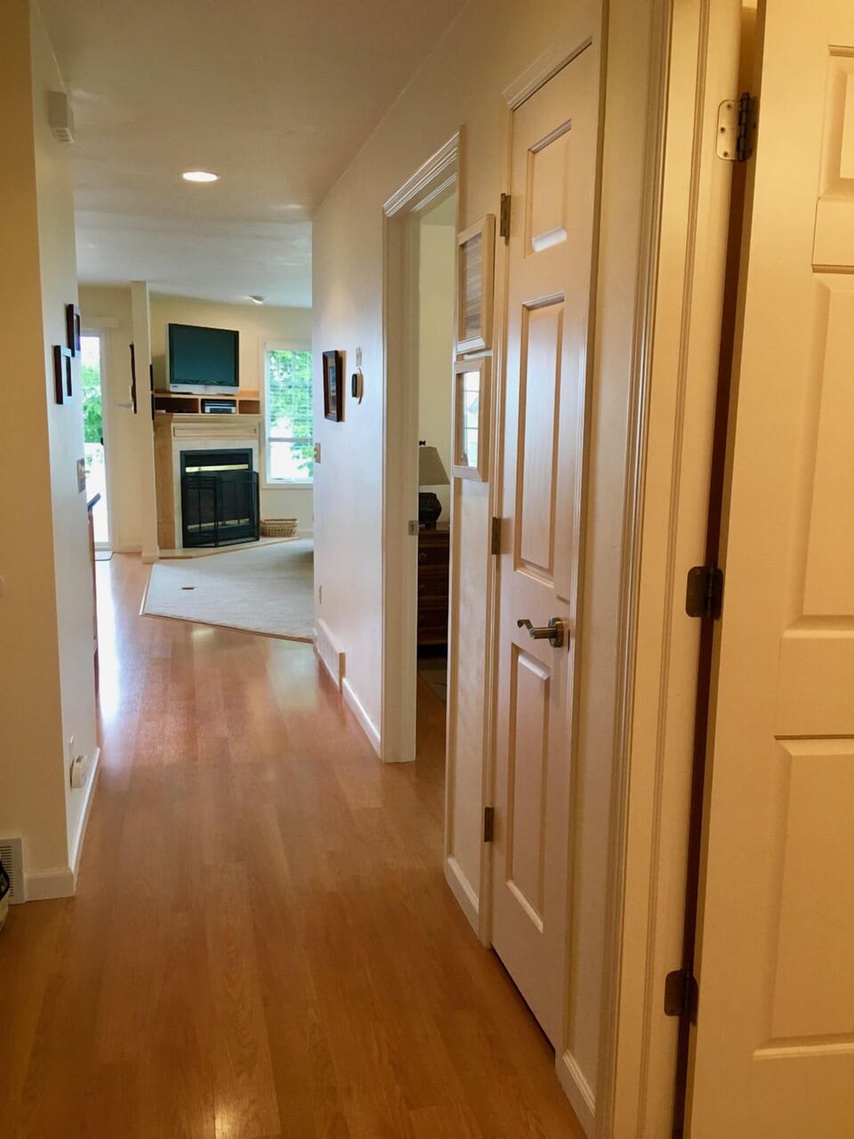 View from hallway outside the master bed and bath.
