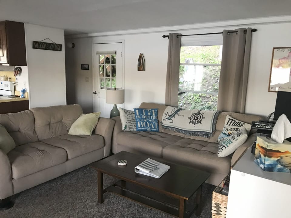 Comfy couches for relaxing and watching TV.  