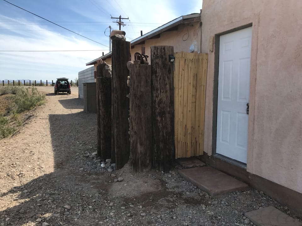 Outdoor shower/door with lockbox 