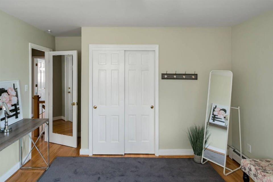 Spacious closet, full-sized dressing mirror and vanity. 