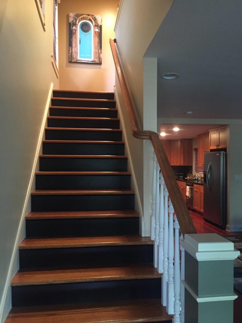 Stairway up to the bedrooms.