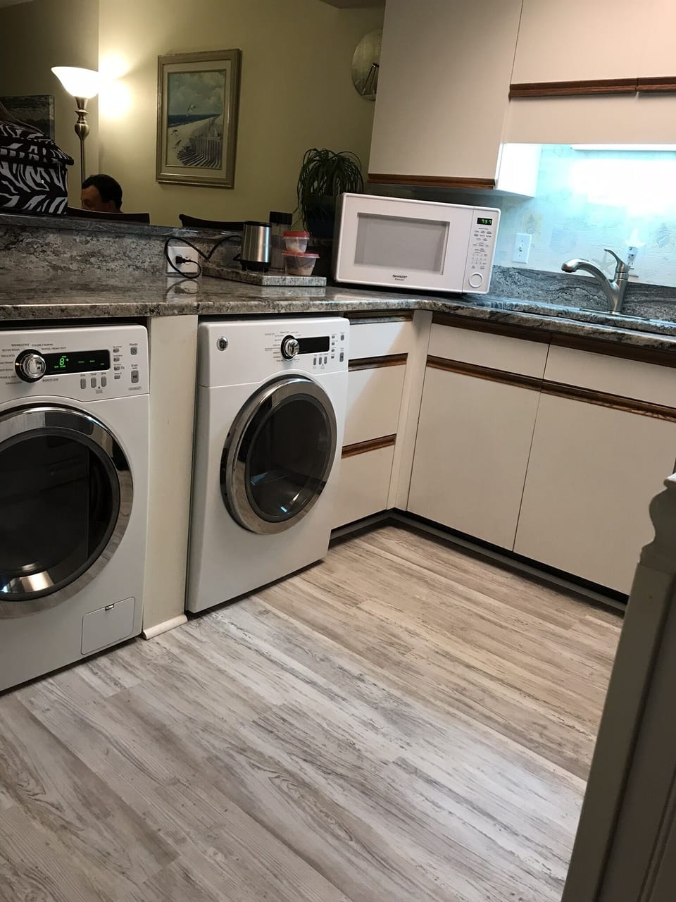 Kitchen with washer and dryer 