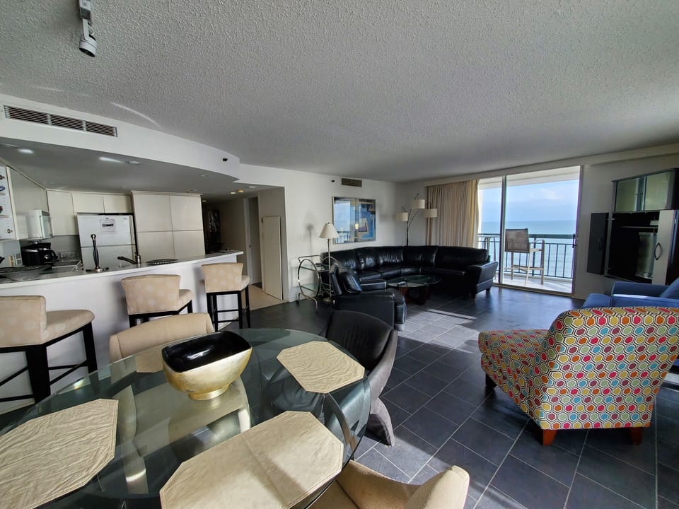 Large ocean front living and dining area with two extra large balconies!