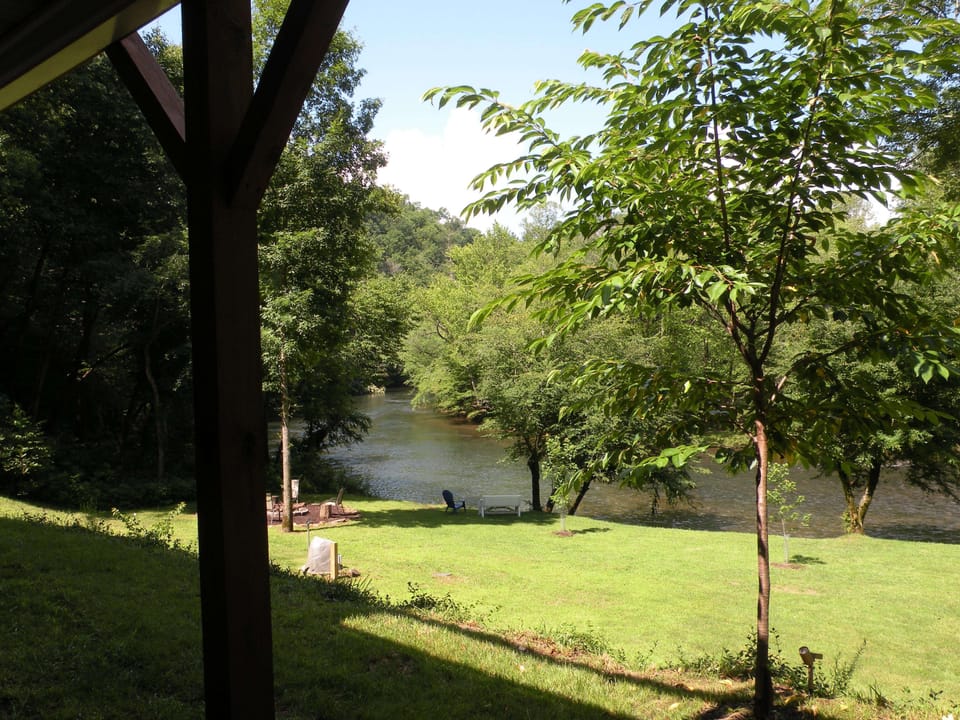 View from covered porch