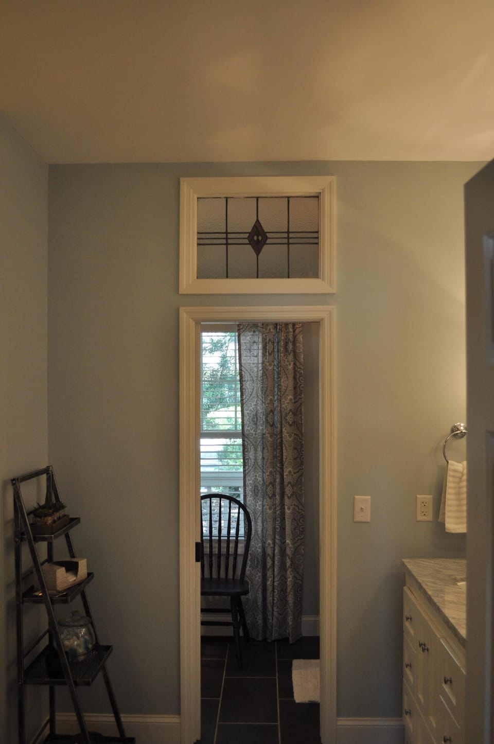 Pre-war stained glass.  Salvaged from UK cottage.  Bath access to guests as well