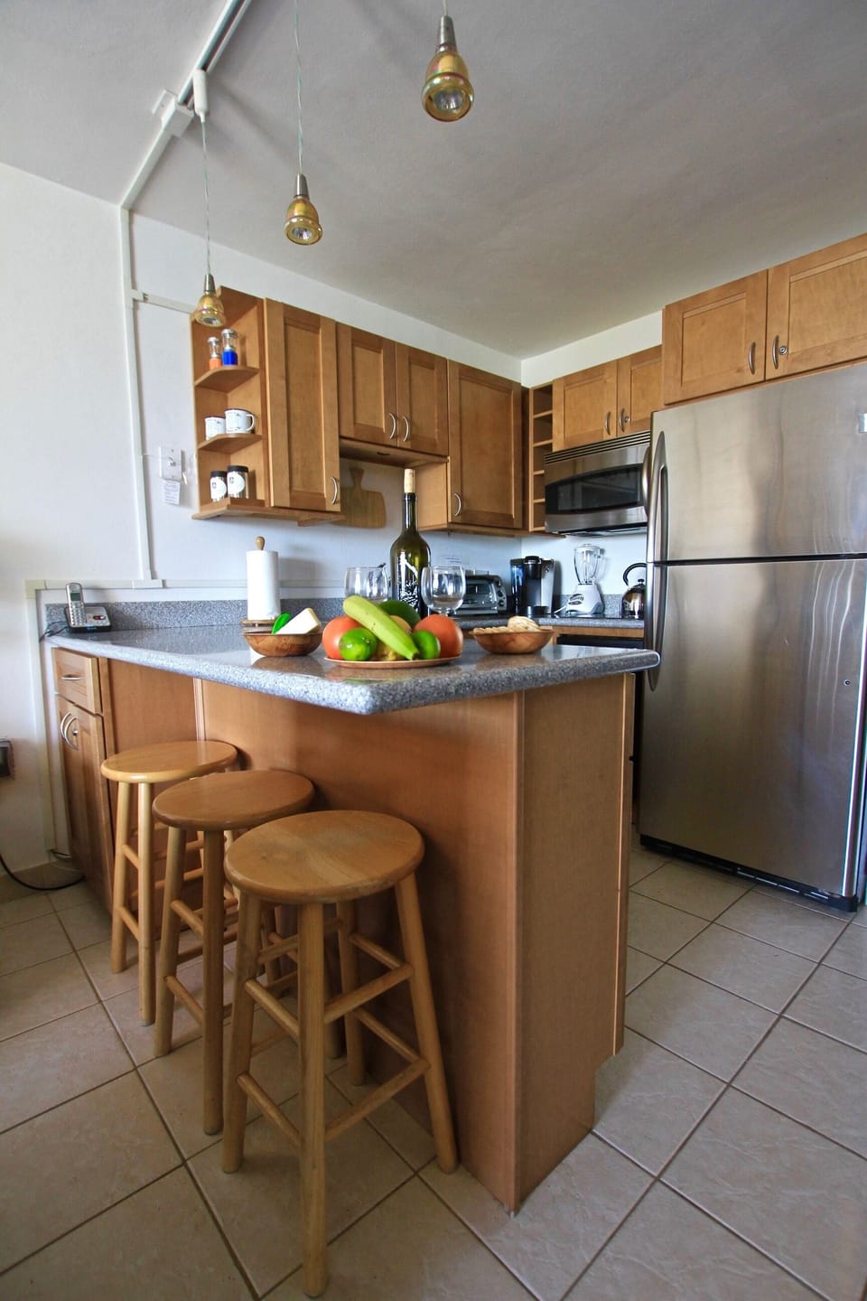 The kitchen has been fully updated and includes a convection oven.