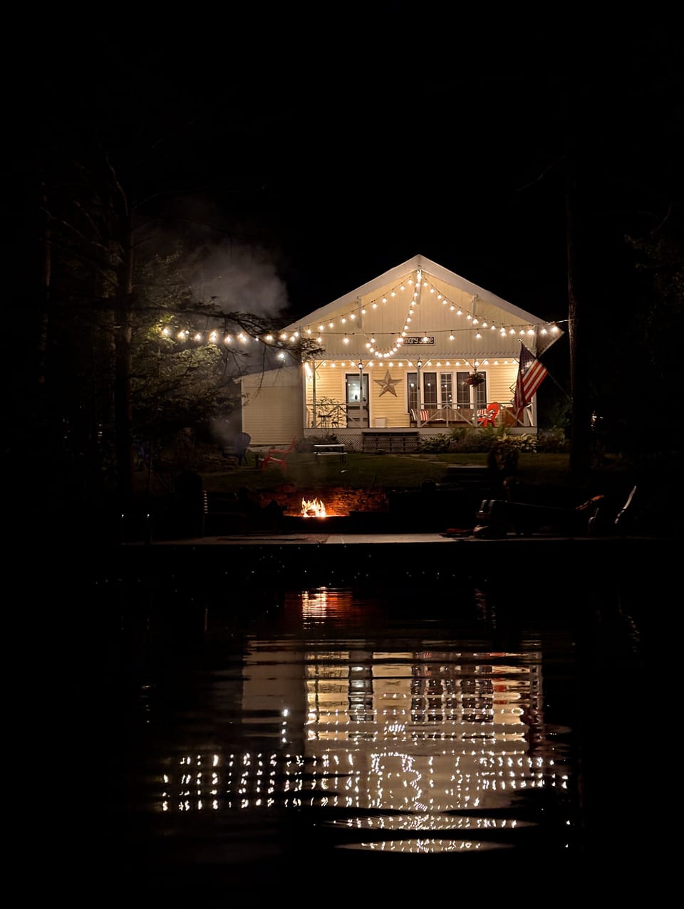 Cafe Lights and a dockside fire pit. 