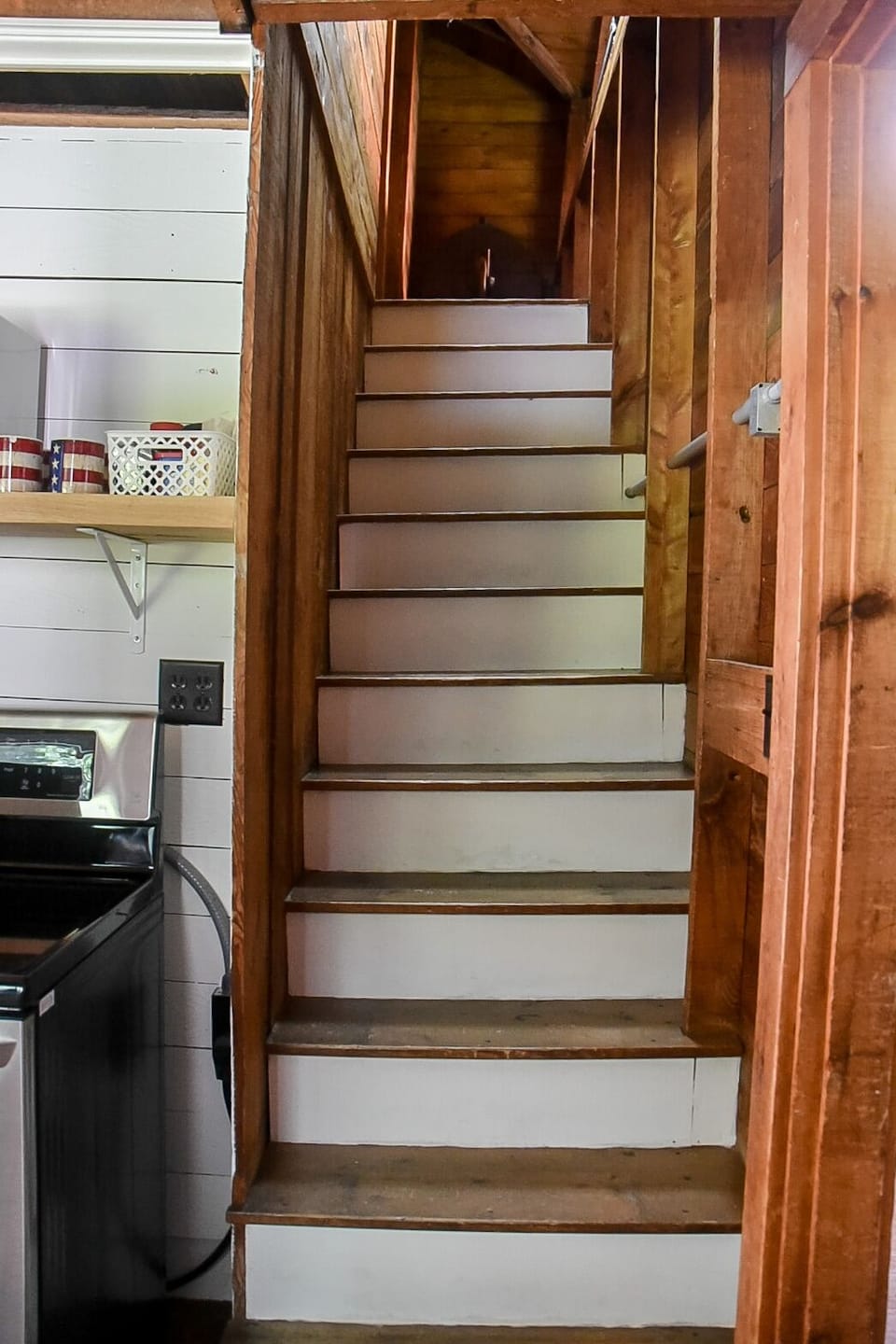 Main Cottage stairs leading to loft bedroom. 