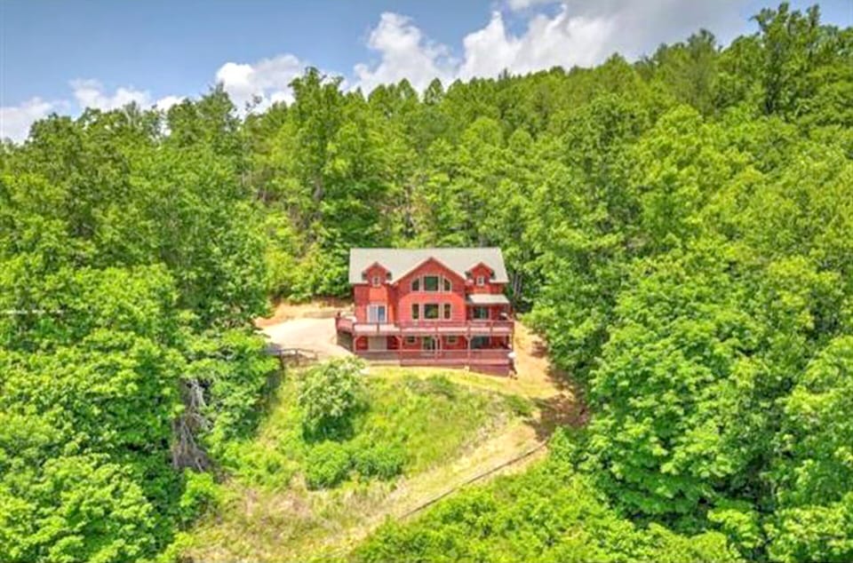 Shows elevation of house on side of mountain.