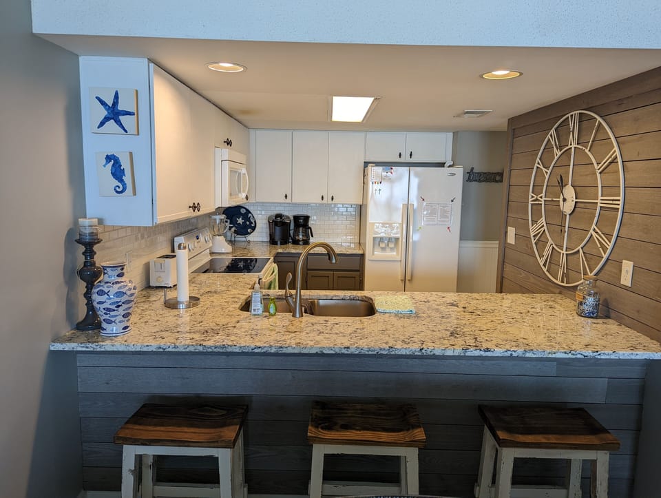 Kitchen bar and barstools