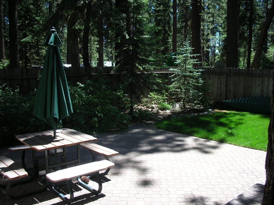 Backyard with private path to Lake
