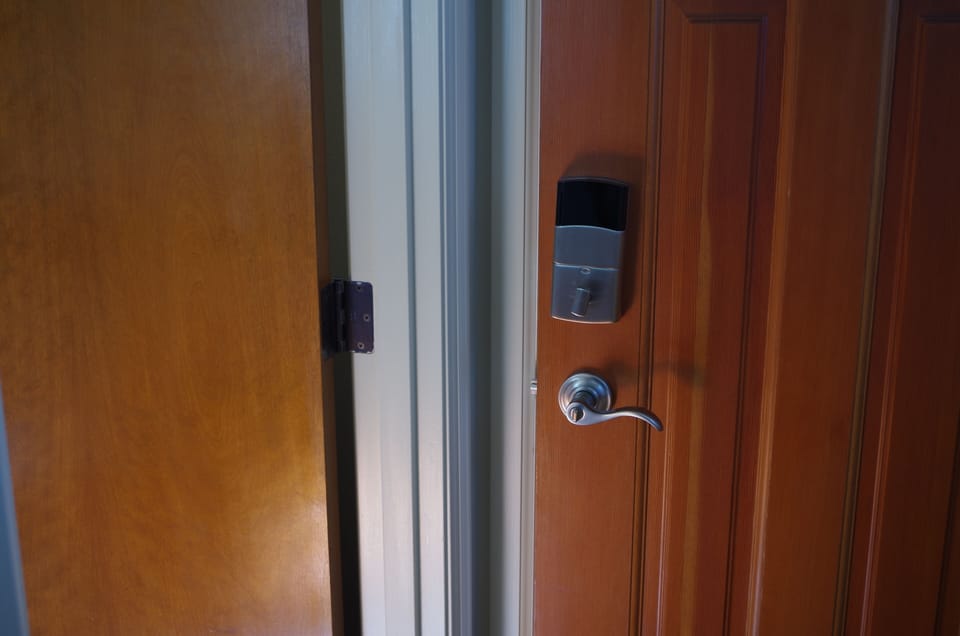 Dead bolt on the inside.