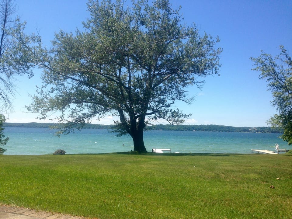 Front yard leading down to the dock area