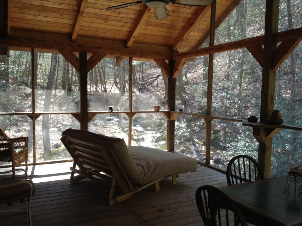 Amazing sleeping porch and dining porch.  The BEST sleeping creekfront