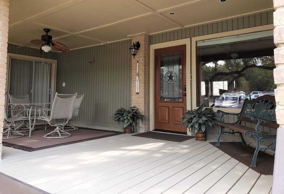 Front door and porch. Key code access.