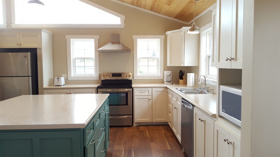 Kitchen with stainless steel appliances