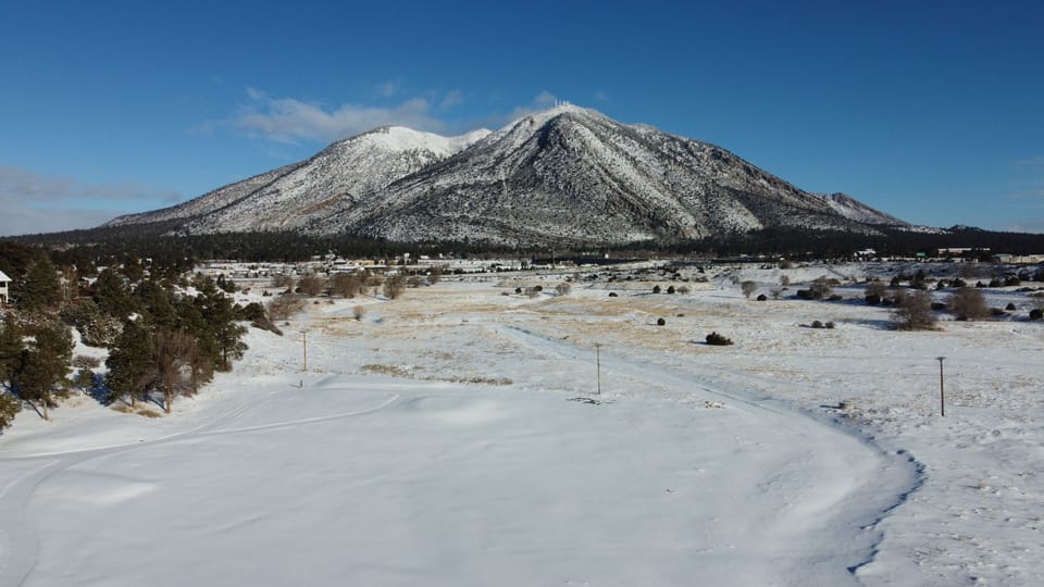 Nearby view of Mt. Elden in winter