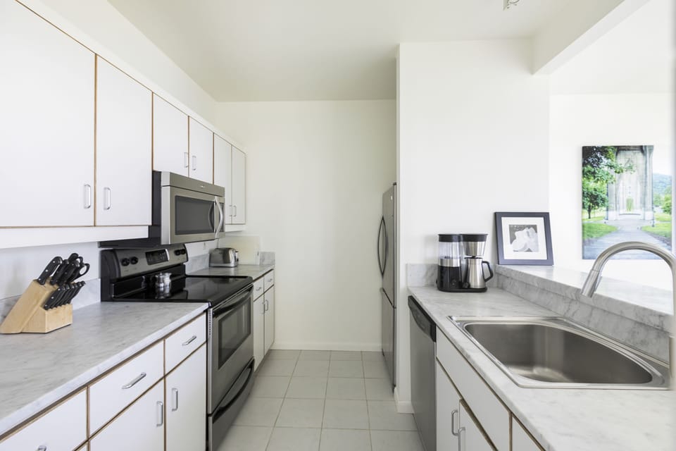 The full kitchen is equipped with many extras.