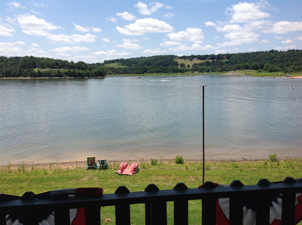View from the deck-few steps to the shoreline.  Lake is down a bit.