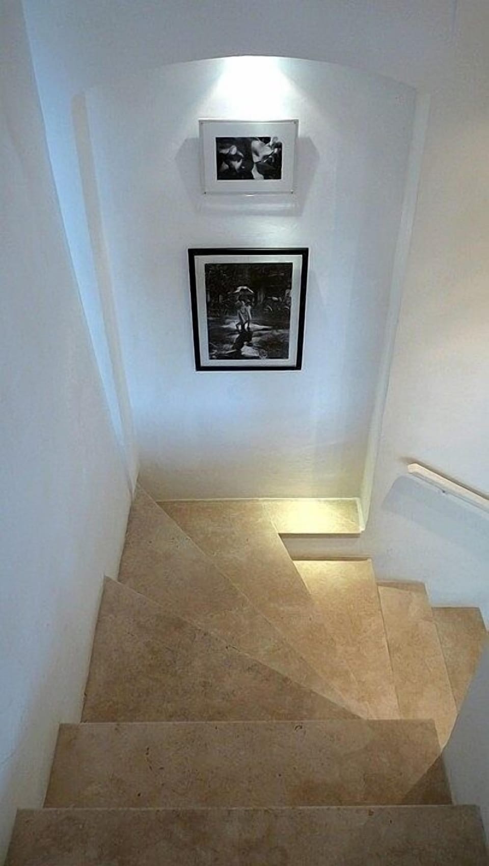 Internal travertine stone stairway
