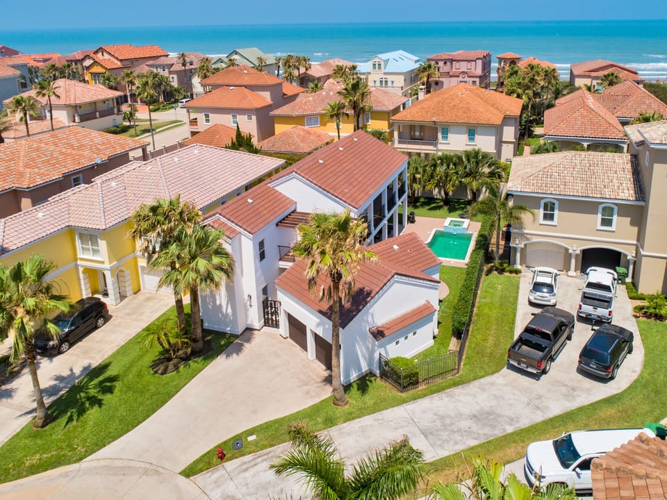 Aerial view of the property, our property is the one on the left!!