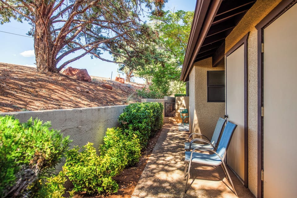 Peaceful outdoor back patio for some lounging