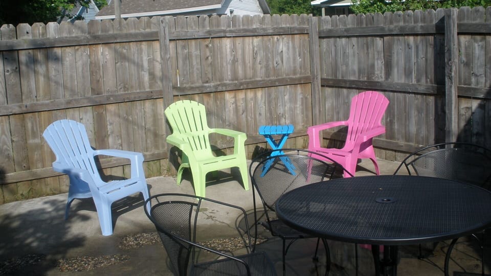 Private backyard with gas grill