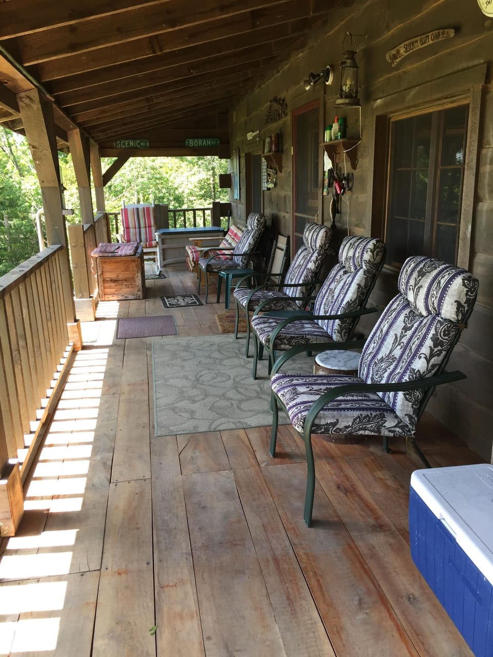 Porch of cabin facing South.  Great place to relax.