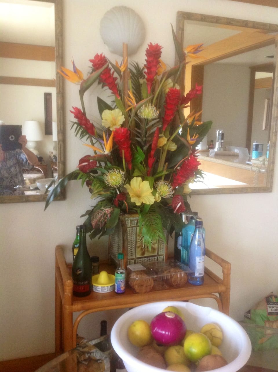 Tropical Flowers Bouquet in the Dining Area