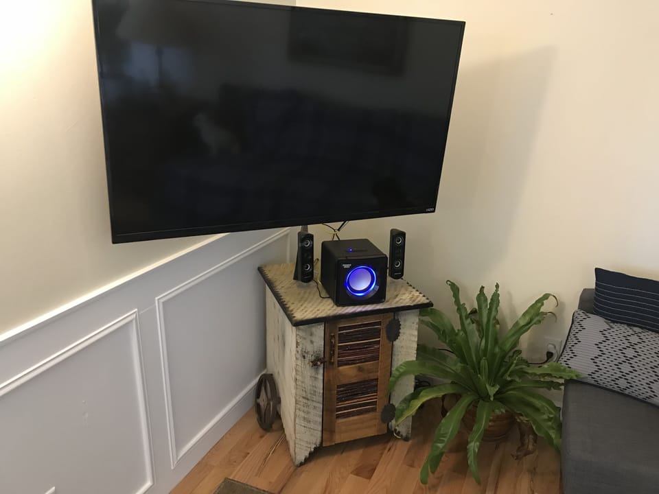 TV and Bluetooth speaker.