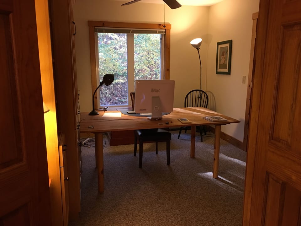Main-floor bedroom can also be used as an office