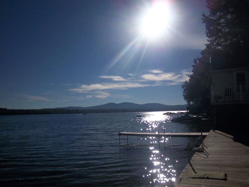 dock and boat slip sun set