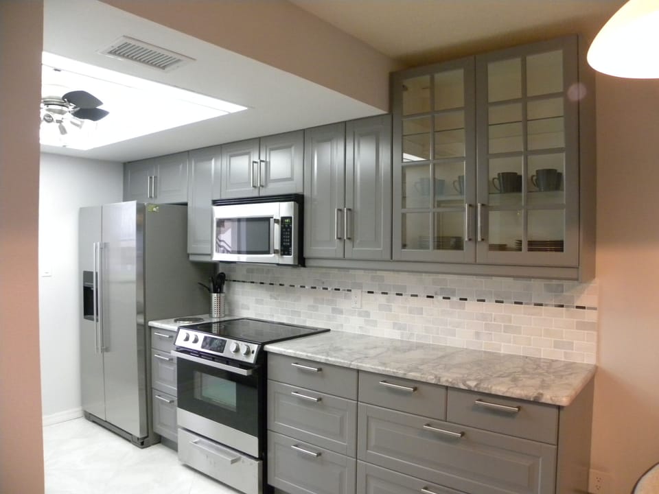 Open concept kitchen allows ocean views while preparing meals