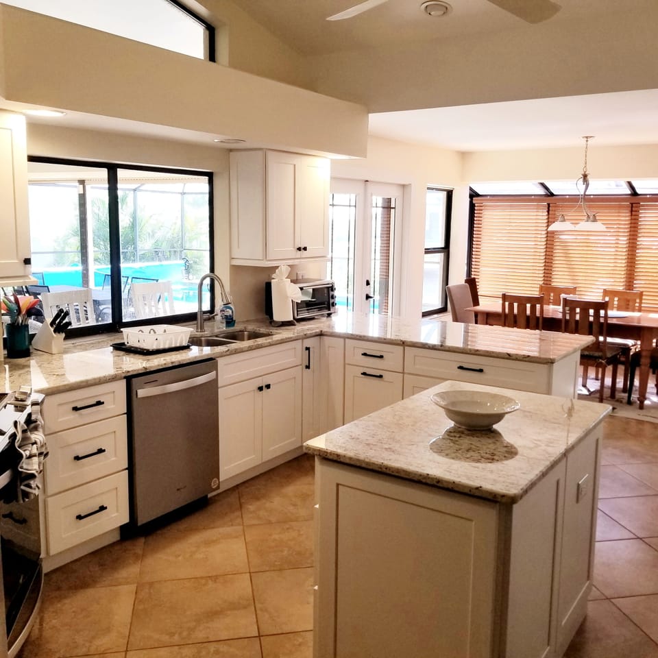 Kitchen has new appliances, cabinets and countertops as of 2023.