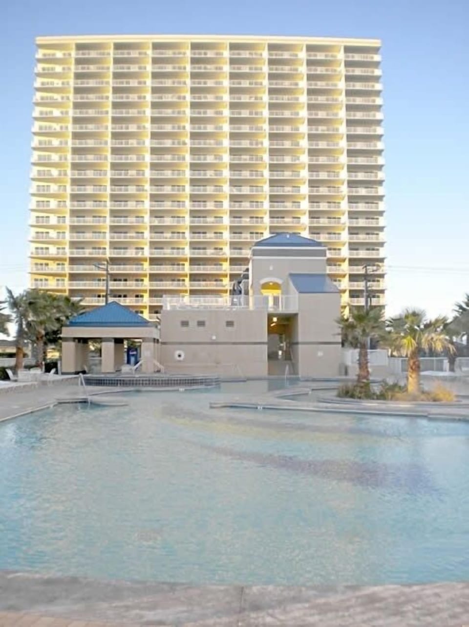 Lazy River Pool and Hot Tub on the Beach. Bathrooms also on beach side