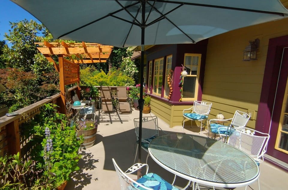 Main deck with new grape arbor

