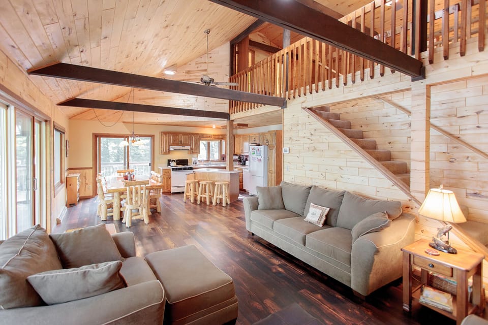 Cozy, brand new furniture! The kitchen is stocked with everything you'll need.