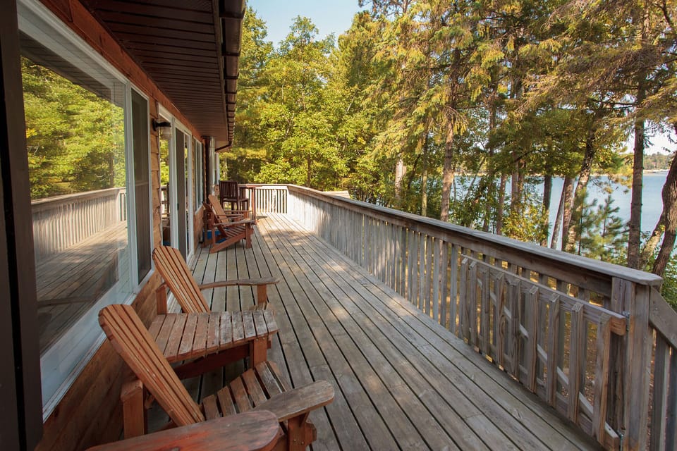 The decks wraps around 3/4 of the home and enjoy awesome outdoor dining space.