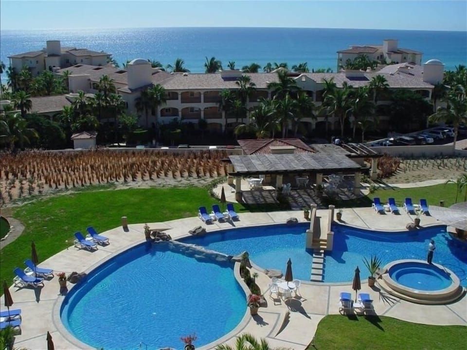 View of pool from main balcony
