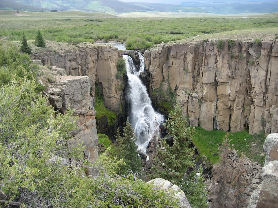 North Creek Falls about 40 miles on the way to Creede.  Painting is in cabin.