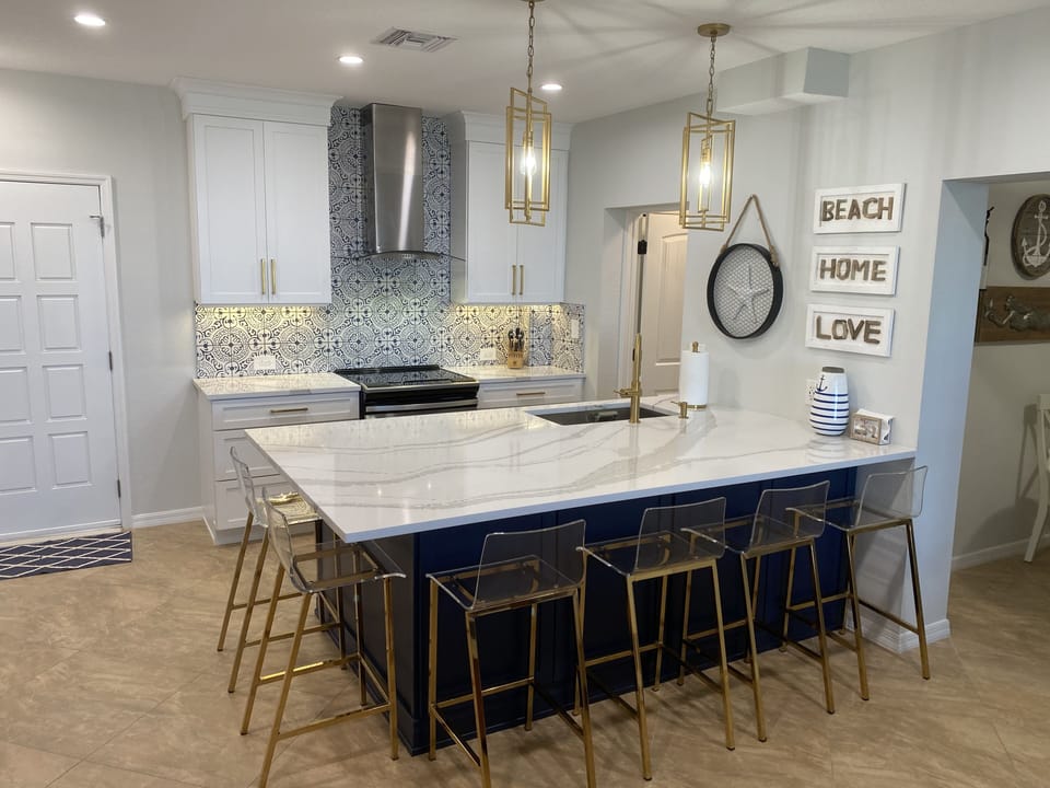 Kitchen Counter Top with Bar stools