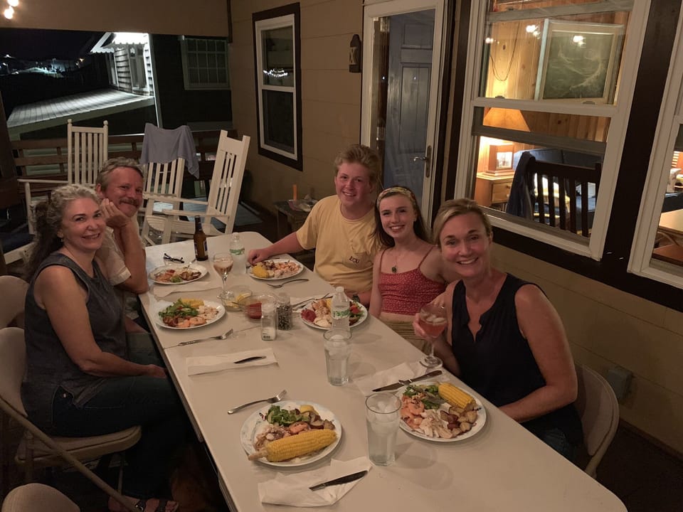 Our family routinely sets up a folding table on the porch to eat dinner outside