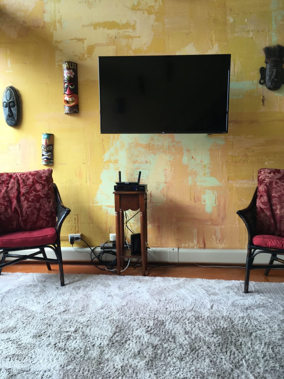 Took out armoire and put a flat screen ROKU TV on the wall