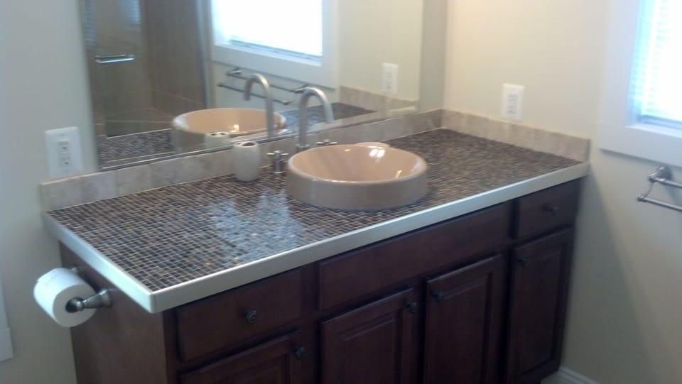 Studio apartment bathroom.